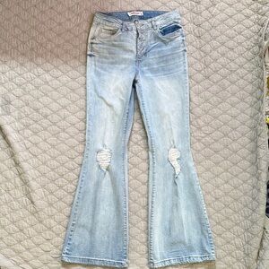 Dollhouse Light Blue Distressed Flare Bell Jeans 11